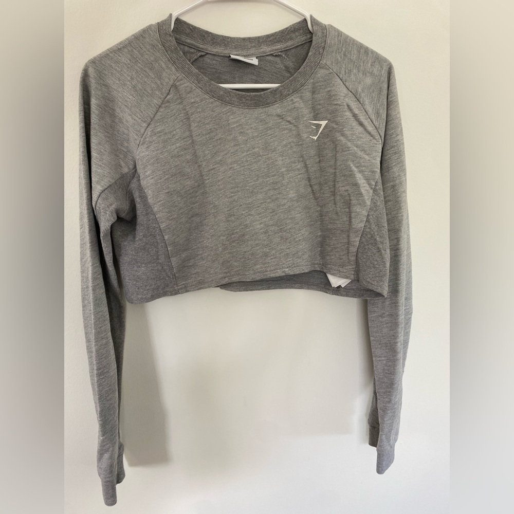 Gymshark Gray Cropped Fitted Hoodie